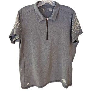 Antigua Women's XL Zip Neck Polo Shirt Burning Tree Logo